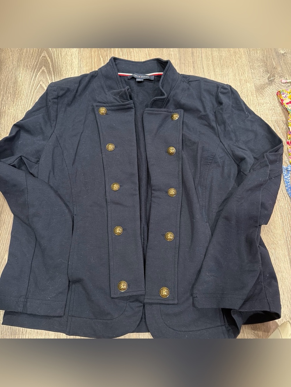 Tommy Hilfiger Navy Military-Inspired Double-Breasted Blazer